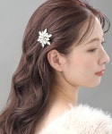 [반텐] VINGTAINE 크리스탈 비쥬 헤어핀 꽃 품위있는 결혼식 파티 2차회 헤어 액세서리 H7309- 클리어 : regalo shop