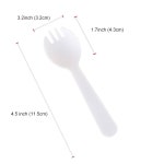 캠핑 피크닉 파티와 결혼식을 위한 100 PCS 미니 플라스틱 포크 및 스푼 일회용 2 in 1 스포크 스포크, 스몰, 화이트 : 브릭포레스트