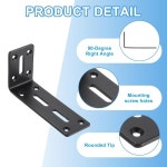 파티킬 4개 금속 L자형 브래킷 120MM X 60MM 4 72 2 90도 L 모서리 나무 선반 가구용 나사가 있는 냉간 압연 강철 직각 마운트 매트 블랙...