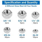 VMUTER 육각 너트 178팩 6 32 8 10 24 0 6CM 1 /4인치 -52 8CM 20 5 /16인치 -46 5CM 18 3 /8인치 -16 304 A2 70 스테인리스 : 진스몰-2