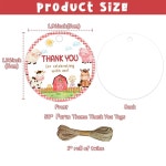 50PCS 농장 동물 감사합니다, 스트링 레드 깅엄 양 돼지 소 말 종이 태그가 달린 원형 바니야드 선물 태그 여자 소년 테마 베이비 샤워 생일... 
