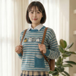 나만 없어 고양이 뚱냥 4총사 단가라 니트 맨투맨 티셔츠 4컬러 여성 스웨터 : 고운나래몰