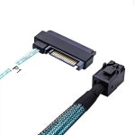 LANPAN 2PCS SFF 8643 4배 8482 미니 SAS HD 브레이크아웃 케이블 6피트 5M 12GBPS SAS3 29 15핀 전원 RAID HBA용 순방향 4개 HDD... 