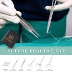 메드/베트 학생용 봉합 연습 키트 비디오 튜토리얼 과정-최고 품질의 메쉬 강화 패드-올인원 키트, 가위, 제거 포함 : 나스토어공팔