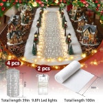 비탈코지 크리스마스 빌리지 자갈길 세트, 롤 4개 39 x 3.5 인치 조경 도로, 3피트 8.2피트 스노우 담요, 홀리데이 장식 겨울 디스플레이용 LED... 