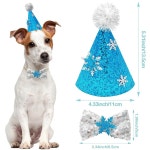 작은 강아지들을 위한 PET SHOW 4팩 겨울 파티 모자와 나비 넥타이 세트 조절 가능한 중간 의 강아지 생일 명절 애완동물 그루밍 액세서리... 