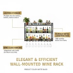 와인 랙 벽걸이, 3단 블랙 아이언 주류 병 진열 선반, LED 라이트 홀더, 주방, 바, 다이닝 룸을 위한 유리 홀더 39 x 9.8 x 35 in : 소로상회