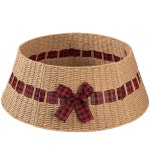 트리 칼라, 위커 홀리데이 스커트 & 스탠드 베이스 커버, 종이 로프 장식과 나비넥타이, 내추럴-27인치 X-Large Natural & Bow : 소로상회