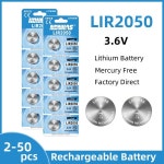 2-50pcs LIR2050 3.6V 리튬 충전식 배터리 시계 컴퓨터 마더 보드 전기 장난감 버튼 셀에 대 한 교체 : 백운소소온