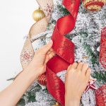 크리스마스 트리 토퍼, 홀리데이 이지 스타일 파티 장식을 위한 6 리본 테일 3야드 길이의 와이어 11인치 Gold 11 Inch;3 Yards : 소로상회