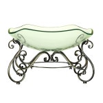 금색 금속 스크롤 베이스가 있는 데코 79 유리 주방 서빙 볼, 21인치 x 16인치 14인치, 투명 Clear 17 x 11 x 5 : 소로상회