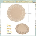 uxcell 100pcs 브라운 페이퍼 레이스 도일리, 6.5인치, 케이크용 일회용 종이 플레이스 매트, 식기류 Brown 3.5 Inch : 소로상회