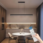 리모컨이 있는 LED 식탁 조광 식당 주방 모던 조명 가능 램프 거실 펜던트 사무실용 Bla 80cm changeable : 이너픽