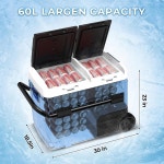 60리터 / 63.4 QT 12볼트 냉장고, 듀얼 존 휴대용 자동차 냉동고 온도 조절 -20 C-20 C 12/24V DC, 220-240V AC 및 핸들 바퀴 : 소로상... 