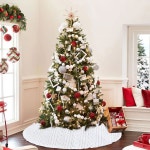 화이트 퍼 트리 스커트 36인치 플러시 크리스마스 부드러운 인조 매트 6피트 파티 장식용 24 Inch White : 소로상회