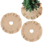 크리스마스 홀리데이 파티 장식용 Hollowfly 트리 스커트 15인치 스몰 매트 2개 Red black Linen : 소로상회