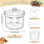 6Pcs 설탕 그릇 뚜껑, 투명 양념 상자 조미료 냄비, 조리대용 아크릴 소금 용기 13온스, 캔디 커피 티 향신료 허브용 13oz; Large 6 : 소로상회