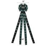 크리스마스 트리 토퍼 보우, 48인치 x 13인치 대형 벨벳 화환 보우 장식용 롱 스트리머 와이어 가장자리 리본 (그린) Black and Gold : 소로상회