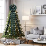 크리스마스 트리 토퍼 보우, 48인치 x 13인치 대형 벨벳 화환 보우 장식용 롱 스트리머 와이어 가장자리 리본 (그린) Black and Gold : 소로상회