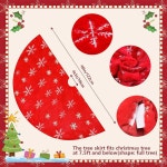 트리 스커트, 48인치 레드 럭셔리 인조 모피 & 실버 세퀸 눈송이, 홀리데이 장식용 4피트 스커트 파티 홈 데코레이션 Red & Silver : 소로상회