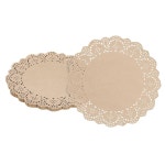 uxcell 100pcs 브라운 페이퍼 레이스 도일리, 6.5인치, 케이크용 일회용 종이 플레이스 매트, 식기류 Brown 3.5 Inch : 소로상회