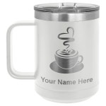 레이저그램 15온스 진공 단열 커피 머그잔, 한 잔, 개인 맞춤형 각인 포함(화이트) Black 15 Ounces : 소로상회