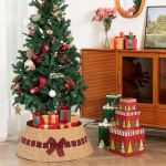 트리 칼라, 위커 홀리데이 스커트 & 스탠드 베이스 커버, 종이 로프 장식과 나비넥타이, 내추럴-27인치 X-Large Natural & Bow : 소로상회