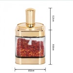 향신료 병, 뚜껑과 숟가락이 포함된 2PC 용기, 슈가 볼 양념 상자 세트, 집, 주방, 카운터에 가장 적합한 병 (골드(11온스/320ml)) : 소로상회