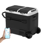 60리터 / 63.4 QT 12볼트 냉장고, 듀얼 존 휴대용 자동차 냉동고 온도 조절 -20 C-20 C 12/24V DC, 220-240V AC 및 핸들 바퀴 : 소로상... 