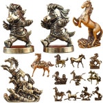 앤티크 황동 전사마 조각상 책상 장식 2026년 중국 황도대 마스코트 풍수 장식품 거실 장식 : 파크상사.