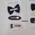 [블랙 땡땡이 머리핀 3종 set] 유아핀 아동핀 머리핀 머리띠 성인 초딩 악세사리 : 쮸리봉