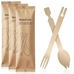 DTVFMZOV 30세트 연동 대나무 포크 스푼 콤보 세트 3가지 기능 60개 생분해 일회용 식기류 파티 캠핑 서빙 음식 제공 : 라모드타운