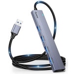Acele USB 허브 3.0, 4포트 데이터 어댑터(4FT 익스텐더 롱 케이블 포함), 휴대용 미니 멀티포트 노트북, PC, , 데스크탑, Pro Air [알루미늄... 