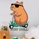 1ZhangSTAY CHILLKapibara 벽 스티커 놀이 Capybara 홈 침실 장식 맞춤형 화장실 : 범이소산업