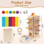 몬테소리 장난감 3인용 5세 파인 모터 스킬 나무 보드, 40개의 다채로운 스틱, 12개의 사이드 주사위 & 스톤, 2세 3세 4세 6세 7세 8명 소년 를... 