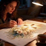 클렌도 2팩 종교 십자가 다이아몬드 페인팅 키트, 5D 아트 도트 가정용 벽 장식용 DIY 풀 라운드 젬 12x16 인치 G7204+G4943 : 칠뜩이