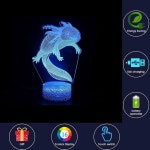 원격 + 터치 센서가 장착된 ZLunaYi Axolotl 조명 3D 램프, 16가지 색상 변경 모드 + 타이머, 룸 장식 책상 조명, 최고의 축제 발렌타인 생일... 