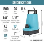 리틀 자이언트 5-MSP 115볼트, 1/6 , 1500 GPH 알루미늄 수동 유틸리티 펌프, 10피트 코드, 블루, 505723 1 10-Ft. Cord Manual Pump... 