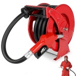 연료 호스 릴 리트랙터블 1인치 x 33인치, 노즐, 자동 되감기 스프링 구동, 트럭 농장 항공기 선박 차량 탱크 트레일러용 300 PSI 산업용 중강... 