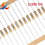 500PCS 탄소 필름 저항기 1/2W 5% 1R/1.2R/1.8R/2R/3R/4.7R/5.6R/10R/47R/100R/150R/390R/470R/560R/1K/2.2K/3K/5. : 분당플렉스57