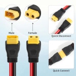 안수피엔 10AWG XT60 연장 케이블 2FT 2PCS, 케이블, 휴대용 발전소 태양광 패널 RC 배터리용 남녀 커넥터 1 1 FT : 암그루트