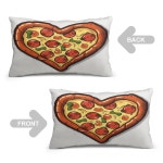 페키루트 아이러브 피자 하트 베개 커버 매우 부드럽고 아늑한 요추 장식용 플러시 커버와 지퍼 양면 쉘로 사계절 내내 사용할 수... 