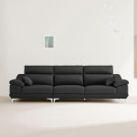 동서가구 뉴테라 천연면피가죽 소파 스툴미포함, 블랙, 4인용 : 주식회사 동서가구