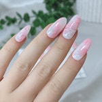 유리안개마블 진주 분홍, 웨딩 마블 글리터 핑크 데일리 네일 수제 인조손톱 주문제작 네일팁, 우리네일뭐해 : 수제 네일팁.우리네일뭐해