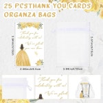 하와위시 25세트 퀸체네라 파티 손님에게 황금 스위트 15개 아크릴 클리어 샷 잔 감사 카드 오간자 가방 미스 15번째 생일 선물 25 : 암그루트