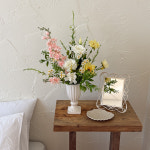 러블리무드 델피늄 리시안셔스 조화 꽃다발 : 메이드모드