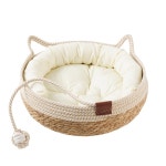 고양이 스크래치 방지 바닥 라탄 짚으로 엮은 새끼 쿠션 바구니 침대 하우스 강아지 집 둥지 매트 실내 애완동물 용품 : 이노커머스샵