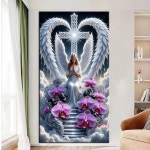 큐빅 보석십자수 천사 기도하는 그림 DIY 데코 비즈 구슬 기도 십자가 인테리어 J5339 1 squa 30x60cm : 양순이네.