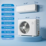 19 R2 울트라 콰이어트 9000 속삭임 펌프 BTU 115V 42DB 10피트 미니 모던 히트 냉각 세트 AC 스플릿 난방 디자인 탈습기 작동 인버터... 