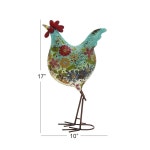 데코 79 메탈 루스터 장식 정원 조각 실내 야외 스트레스를 받은 스탠딩 조각상 U자형 10인치 5인치 17인치 그린 Cream 7 x 17 x 28 : 디요마켓